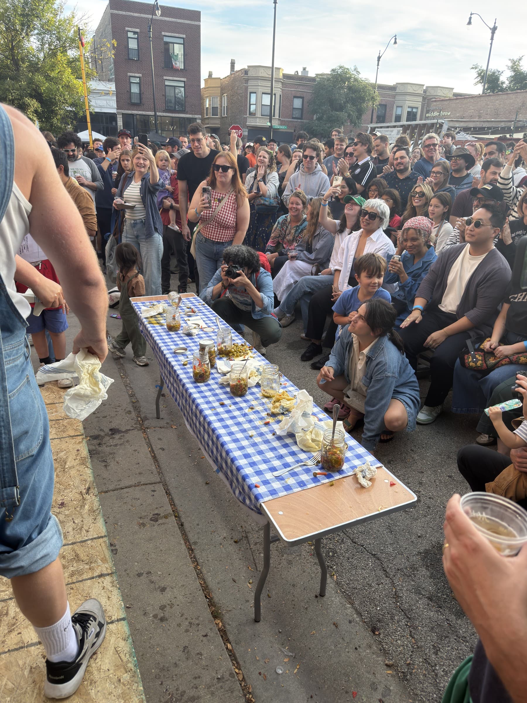Spectators gather around the giardiniera-eating contest on September 27, 2026.