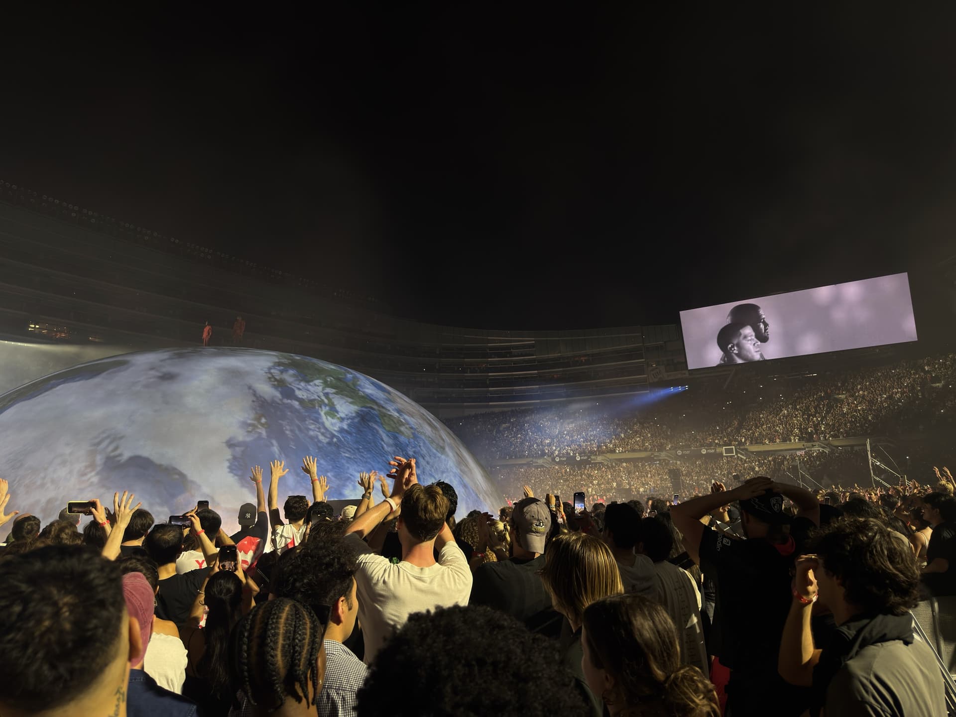 The audience at Ye’s September 4 Soldier Field show during Kid Cudi’s appearance.
